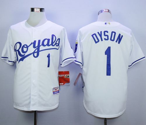 Royals #1 Jarrod Dyson White Cool Base Stitched MLB Jersey - Click Image to Close